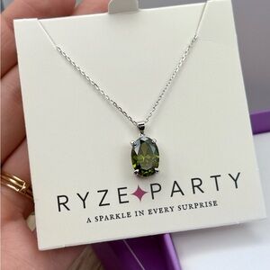 NWT Ryze Party Peridot CZ Necklace .925 Sterling Silver